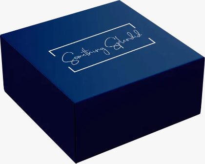 Navy Gift Box, Gift Packaging, and Handwritten Card