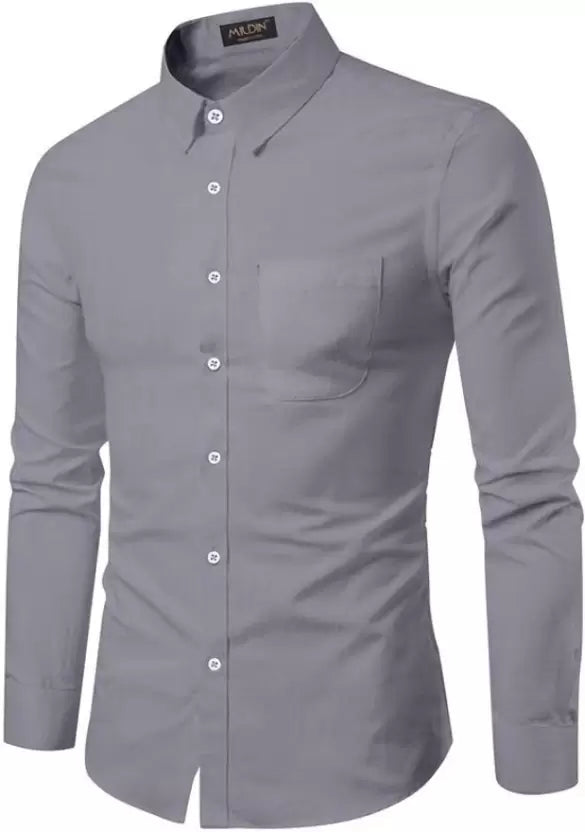 Men Slim Fit Solid Spread Shirt