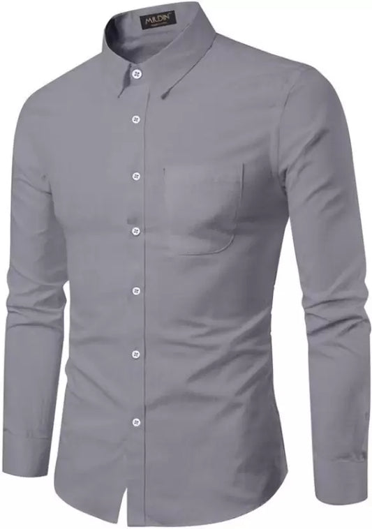 Men Slim Fit Solid Spread Shirt