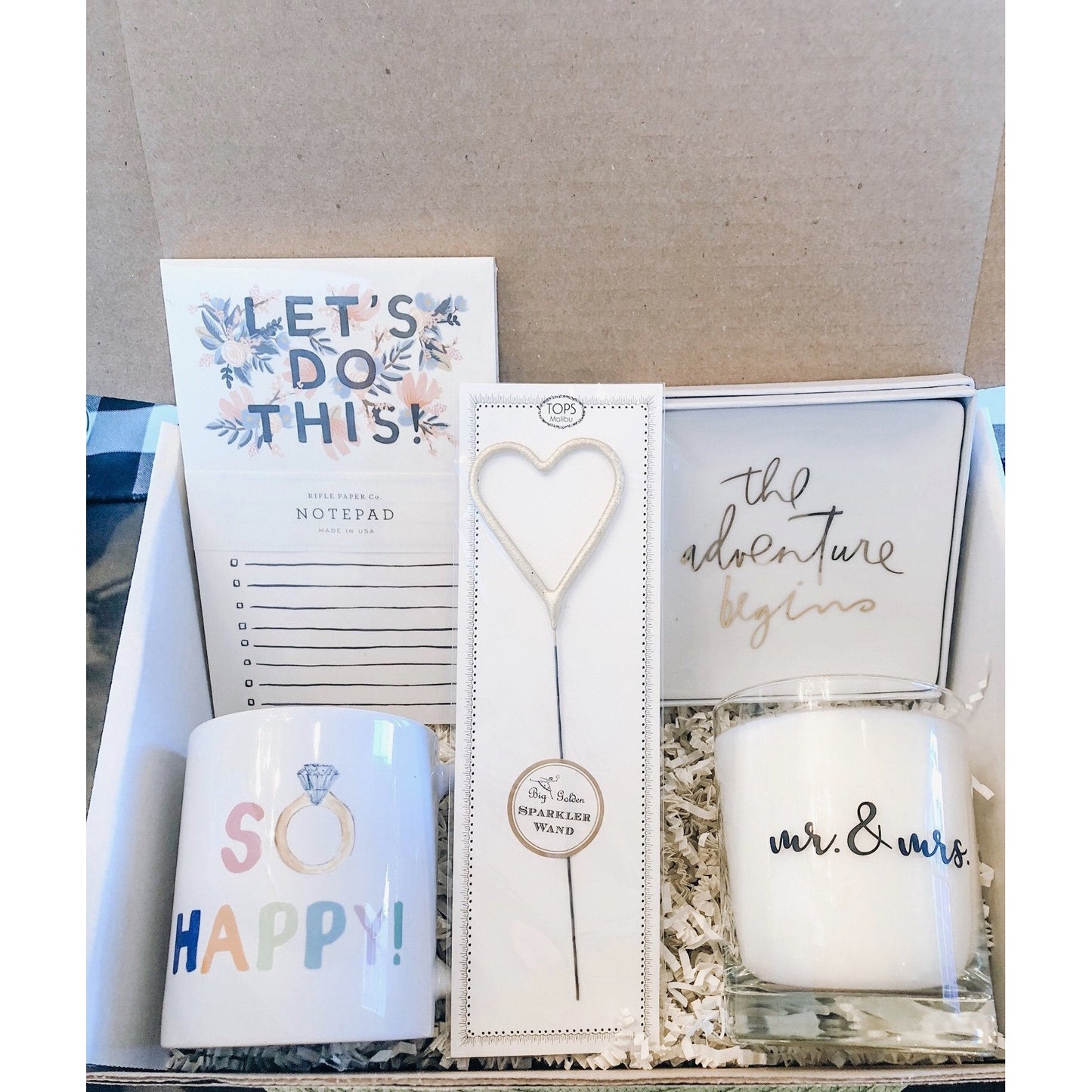 Something Blue Gift Box, Gift Packaging, and Handwritten Card